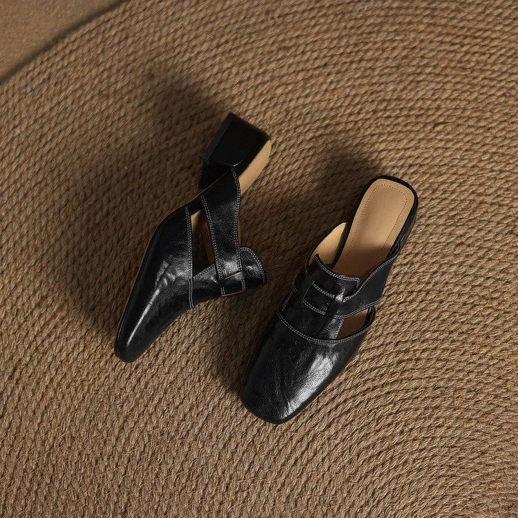 Carolina | Mules avec Bride et Bout Carré
