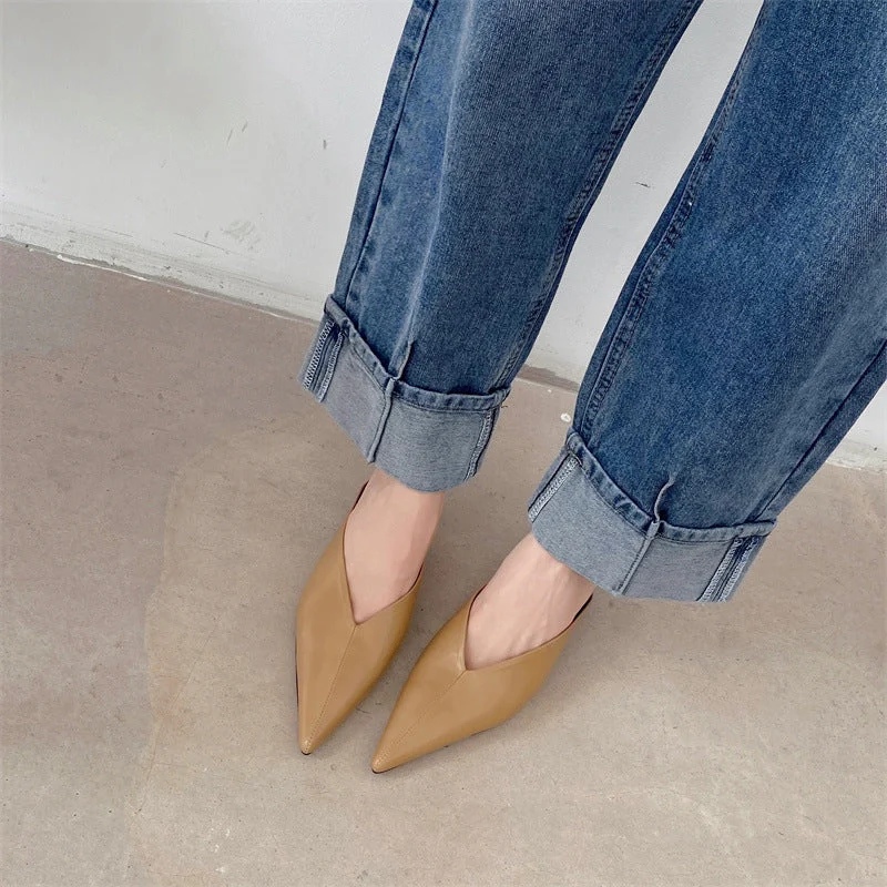 Caterina | Mules à Pointe avec Décolleté en V