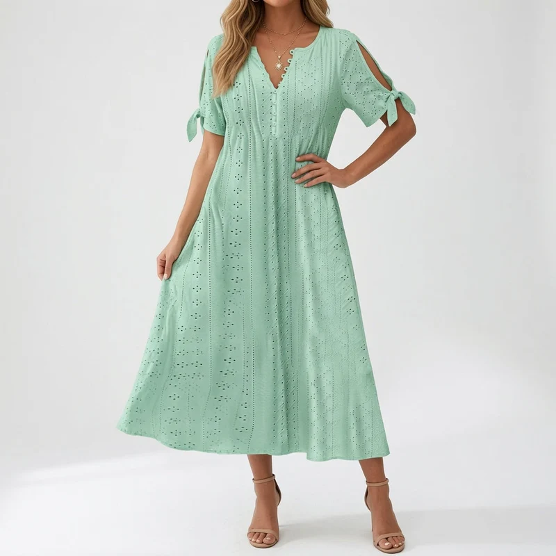 Lorélia™ — Robe bohème brodée élégance estivale