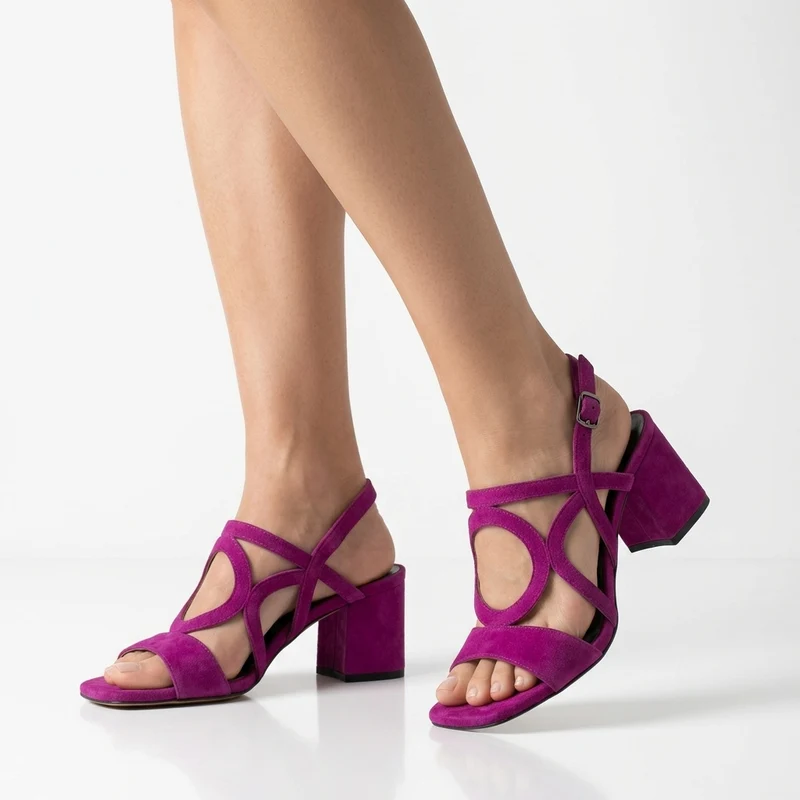 Urbéline™ — Sandale talon bloc slingback découpes boucle