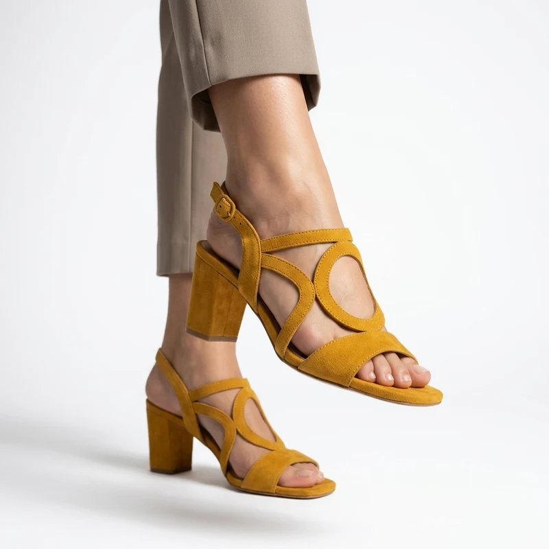Urbéline™ — Sandale talon bloc slingback découpes boucle