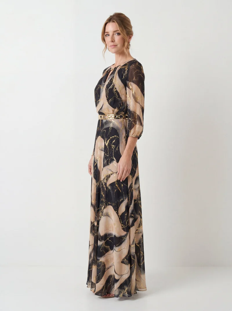 Robe en Gaze Imprimée - Élégance et Sophistication